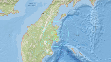 Bản đồ khu vực xảy ra động đất.